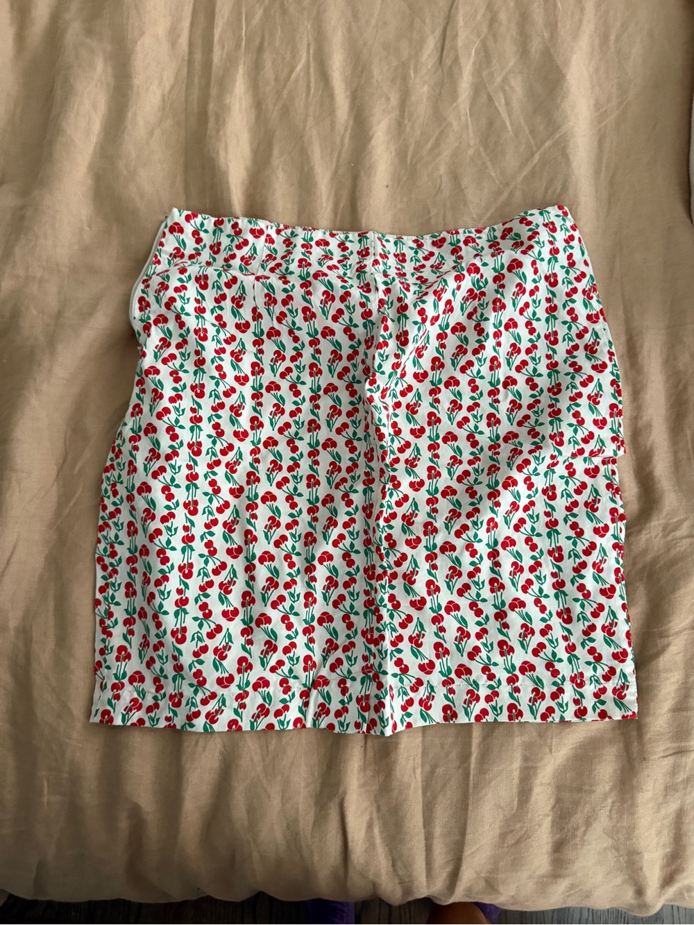 C. Wonder White Mini Skirt with Red Cherry Print